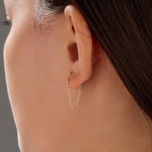 925 Sterling Silver CZ Moon Cross Heart Teardrop Chain Earrings for Women - color: Moon--Gold