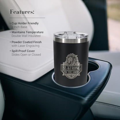 Christian Art Gifts Large Be Strong Travel Tumbler for Men & Women