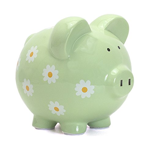 Child to Cherish Ceramic Piggy Bank for Girls, Daisy Green - color: Daisy Green