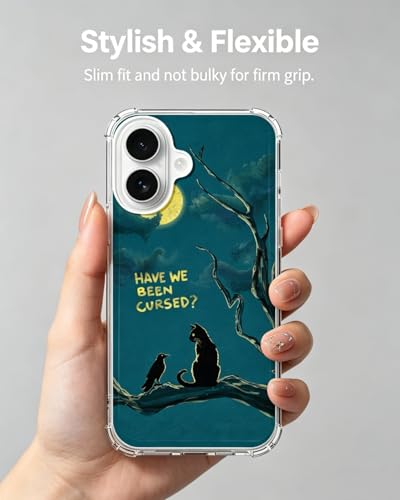 Crow and Black Cat Moon Phone Case Compatible with iPhone 17, Hippie Spooky Halloween Phone Cover for iPhone 17 - color: Crow and Cat