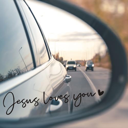 3X Jesus Loves You Christian Mirror Stickers Decals for Car Rearview(Black) - color: Black Jesus Loves You
