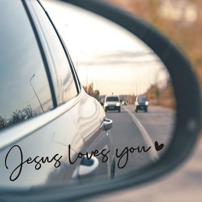 3X Jesus Loves You Christian Mirror Stickers Decals for Car Rearview(Black) - color: Black Jesus Loves You
