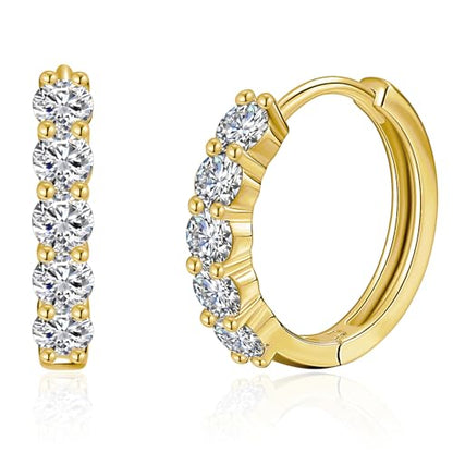 IMOLOVE Huggie earrings for women Ear Cuff Moissanite Stud Earrings Hypoallergenic Earrings for Women Sterling Silver with 18K White Gold Plated Earrings - color: 16.5mm Small Hoop-Yellow