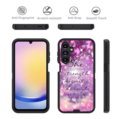 Case for Samsung Galaxy A17 5G / A16 5G, Heavy Duty 3 in 1 Hybrid Hard PC & Soft Silicone [Military Grade] Shockproof Drop Protection Case, Christian Quote Bible Verse Proverbs 31:25 - color: Christian Quote Bible Verse Proverbs 31:25, size: Galaxy A17 5G