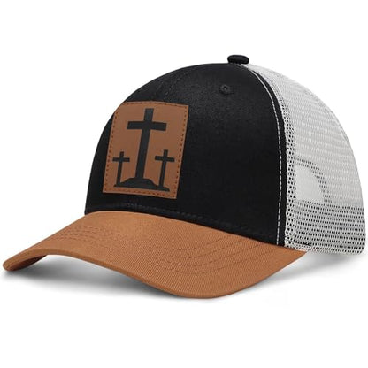 Christian Jesus Cross Hat American Flag Adjustable Faith Baseball Cap - Ideal Religious Gifts for Birthdays, Father's Day - color: Black-orange