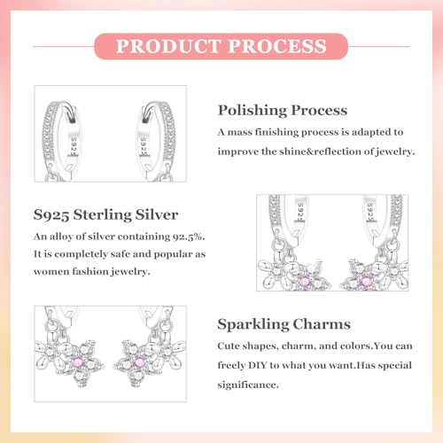 925 Sterling Silver Cute Animal Unique Huggie Hoop Earrings for Women - color: Two Flower