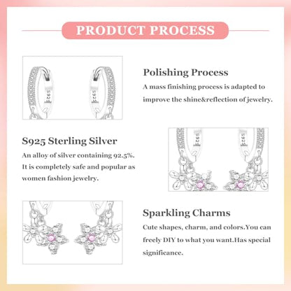 925 Sterling Silver Cute Animal Unique Huggie Hoop Earrings for Women - color: Two Flower