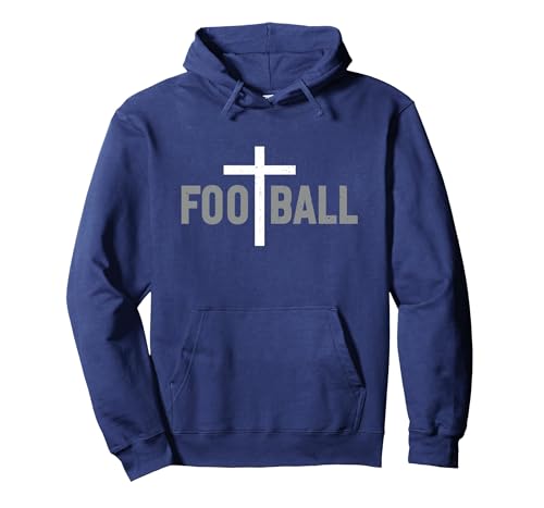 Football Christian Cross Men Boys Pullover Hoodie - color: Navy Blue, size: Small