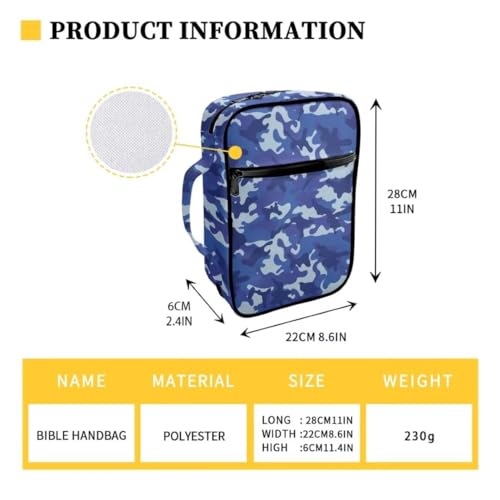Coldinair Camo Bible Cover Case for Boy,Bible Bags Book Covers Kids Scripture Carrying Case with Handle and Pocket,Bible Book Carrying Case Tote Handbag,Blue - color: Camo,blue