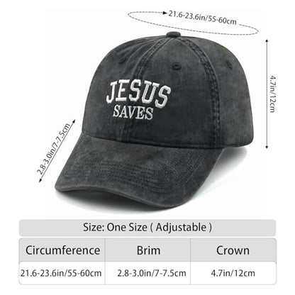 Inspirational Christian Baseball Cap, Adjustable Embroidered Cotton Hat for Men Women Dad Hat Gifts for His Her - color: Jesus Saves - Black