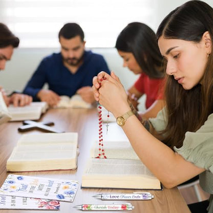 AmazingSpark 96 Pcs Christian Gifts Bulk for Women Include Magnetic Cross Bookmarks, Mini Bible Verse Notepads, Scripture Ballpoint Pens, Religious Small Notebooks Gifts Prizes Party Favor(Floral) - style: Floral
