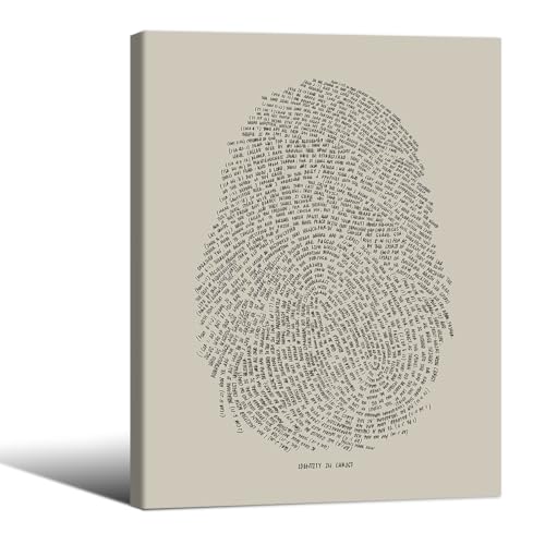 God's Fingerprints Beige Wall Art Christian Thumbprint Jesus Bible Verse Posters 08x10 inch Framed Boho Sketch Canvas Prints for Living Room Bedroom Dorm - color: Beige, size: 10.1"L x 8.1"W