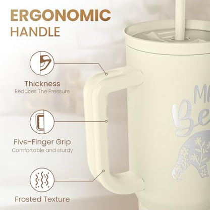 Mom Tumbler with Handle 40oz, Mama Bear Cup Stainless Steel Insulated Tumblers Coffee Travel Mug, Gifts for Moms from Daughter Son, Best Mother Gift for Christmas Birthday Mothers Day - color: Mom 3