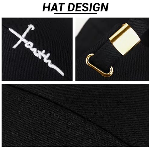 3D Embroidered Christian Hat for Men & Women, Jesus Faith Cross Hat, Religious Gifts for Christians Clothes - color: Faith Design-black