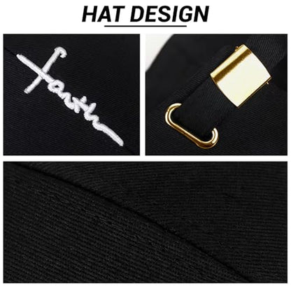 3D Embroidered Christian Hat for Men & Women, Jesus Faith Cross Hat, Religious Gifts for Christians Clothes - color: Faith Design-black