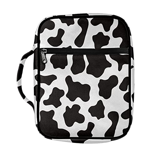 Coldinair Cow Print Bible Cover for Men Women with Handles and Zippered Pocket,Bible Carrying Case,Bible Tote Bag for Kids,Bible Book Cover,Bible Accessories,Christian Gifts - color: Cow