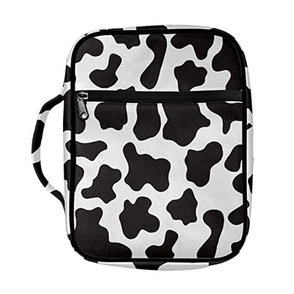 Coldinair Cow Print Bible Cover for Men Women with Handles and Zippered Pocket,Bible Carrying Case,Bible Tote Bag for Kids,Bible Book Cover,Bible Accessories,Christian Gifts - color: Cow