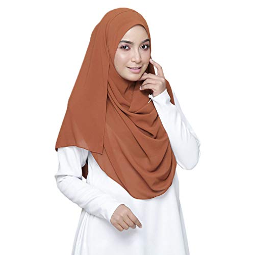 LMVERNA Solid Color Bubble Chiffon Scarf for Women Fashion Soft Hijab Long Scarfs Wrap Scarves - color: Copper