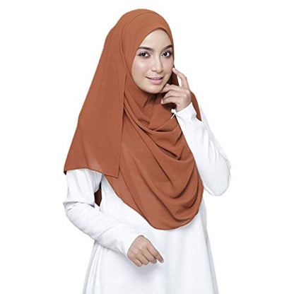 LMVERNA Solid Color Bubble Chiffon Scarf for Women Fashion Soft Hijab Long Scarfs Wrap Scarves - color: Copper