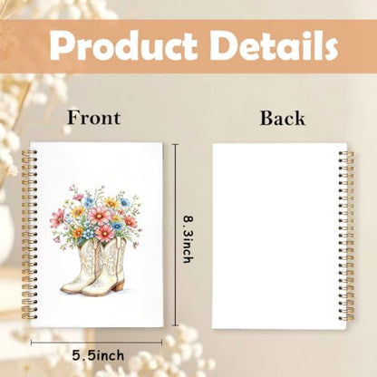Western Floral Boots Spiral Notebook Journal for Women,A5 - color: Flower-1
