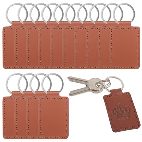 Elegaperma 15pcs Leather Keychain Blanks,Leather Keychains for Engraving
