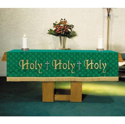 Trinity Church Supply Green Maltese Cross Jacquard Altar Frontal Church Communion Supplies Outdoor Indoor Party Table Cloth, 108 Inch x 52 Inch