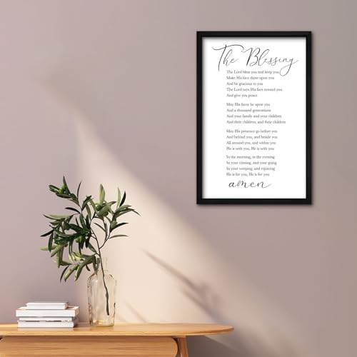 RLWangChao The Blessing Bible Verse Wall Art, 16"×11", Black - color: The Blessing (Black), size: 16"L x 11"W