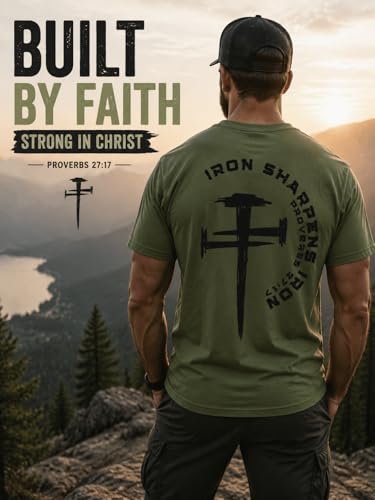 Christian Shirts For Men Iron Sharpens Iron T-Shirt Religious Jesus Tshirt