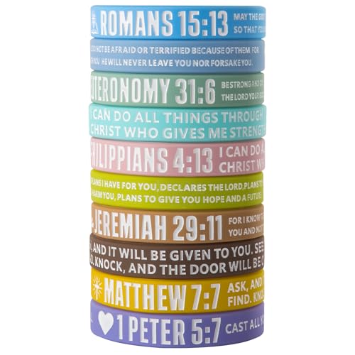 12 Pieces Bible Verse Bracelets Religious Silicone Wristbands - color: Light Color