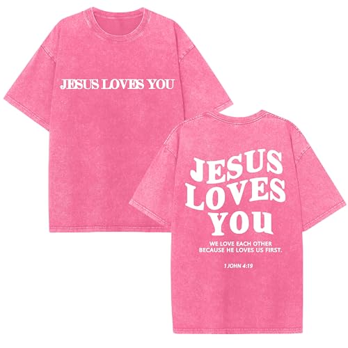 Christian Believer Faith God Religious T-Shirt Jesus Shirts for Women Men - color: Roseb, size: Large