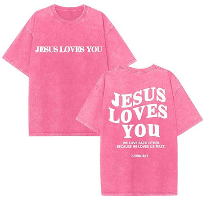 Christian Believer Faith God Religious T-Shirt Jesus Shirts for Women Men - color: Roseb, size: Large