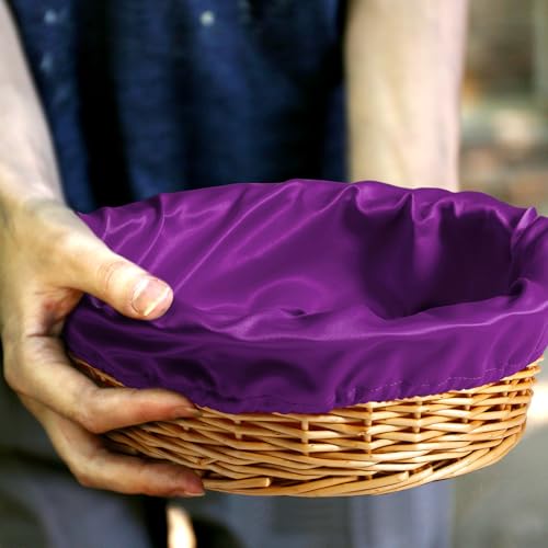 FillTouch 2 Pcs 12 Inches Round Offering Baskets for Church, Purple,Blue - color: Purple,Blue