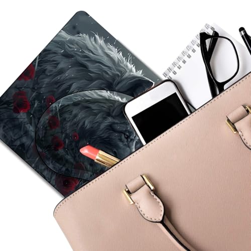 Mouse Pad 9.4"x7.9" + Wrist Support Pad + Embroidered Cup Pad Non-Slip Set, Ergonomic Mouse Wrist Support Pad, Suitable for Office/Gaming/Home Use, Wolf and Rose - color: Wolf and Rose