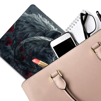 Mouse Pad 9.4"x7.9" + Wrist Support Pad + Embroidered Cup Pad Non-Slip Set, Ergonomic Mouse Wrist Support Pad, Suitable for Office/Gaming/Home Use, Wolf and Rose - color: Wolf and Rose