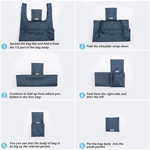 Large Reusable Bags Shopping Washable Foldable 6 Pack Grocery Bags Heavy Duty Lightweight Folding Gift Tote Bags Durable Polyester Gray - color: Gray