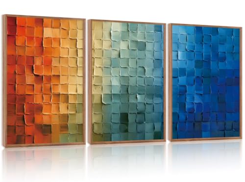 CHDITB 3D Textured Gradient Block Wall Art, Modern Geometric Abstract Decor - color: 3D gradient color block wall art (large), size: 24"L x 36"W