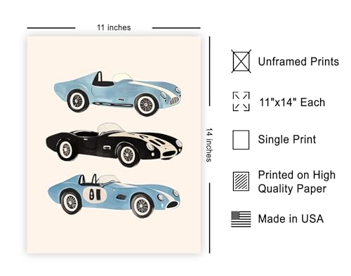Monem Art Boys Bedroom Print - Race Cars Poster - Nursery Cars Art - Playroom Wall Design - Minimal Car Racing Art - Great Kid's Room or Nursery Decor - 11x14 UNFRAMED Wall Art - color: Style-03, size: 11"L x 14"W