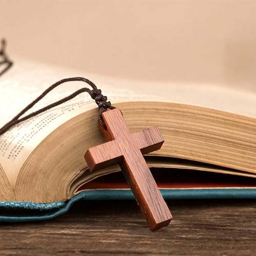 Wood Cross Necklace Bulk Set, Wooden Cross Pendant with Cord - color: 50 Pcs