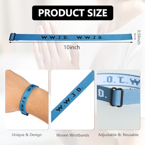 16/24Pcs WWJD Bracelet Set 8 Colors, Webbing Inspirational Bracelets, What Would Jesus Do Wristband fo Church, School