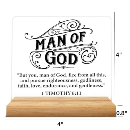 Christian Gifts for Men, Man of God Scriptures Acrylic Desk Sign - color: M60A07