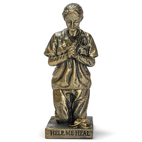 Dicksons Help Me Heal Praying Nurse 5 inch Gold Resin Stone Table Top Figurine - style: Help Me Heal Praying Nurse