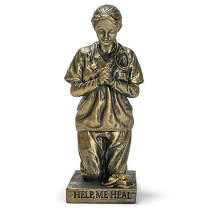 Dicksons Help Me Heal Praying Nurse 5 inch Gold Resin Stone Table Top Figurine - style: Help Me Heal Praying Nurse