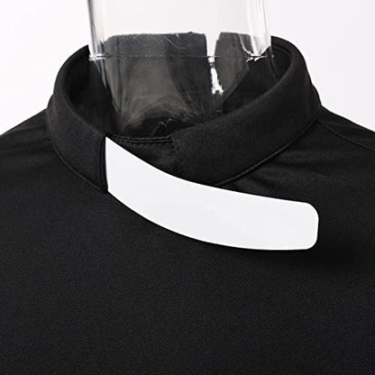 Women's Clergy Shirt Tab Collar Swing Long Sleeve Regular Blouse - color: Black, size: Medium