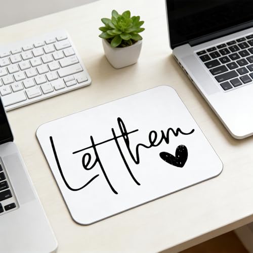 Let Them Inspirational Mouse Pad for Desk, Mental Health Gifts, Positive Affirmation Mousepads for Wireless Mouse Computers Laptop Home Office Supplies Accessories, 9.5x7.9 Inch(White) - color: 1