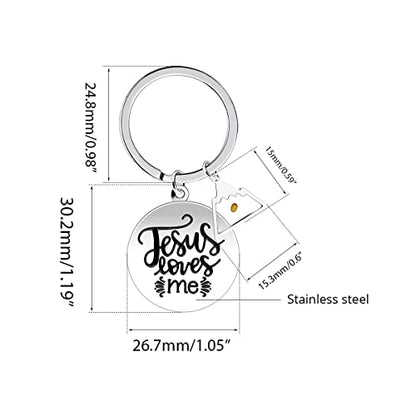 Uloveido Stainless Steel Faith Cross Keychain & Jesus Loves Me Christian Keyring Mustard Seed Charms Religious Jewelry - style: Jesus Love Me-triangle