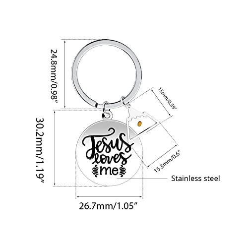 Uloveido Stainless Steel Faith Cross Keychain & Jesus Loves Me Christian Keyring Mustard Seed Charms Religious Jewelry - style: Jesus Love Me-triangle