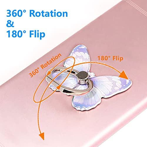 Kinizuxi Butterfly Phone Ring Holder Stand,360° Rotation Finger Grip - color: 1 Purple