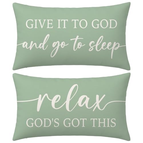 Farmhouse Sage Green Pillow Covers 12x20 Inch Set of 2, Home Decor - color: Sage Green