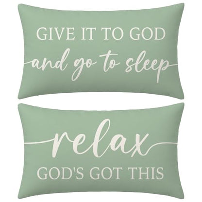 Farmhouse Sage Green Pillow Covers 12x20 Inch Set of 2, Home Decor - color: Sage Green
