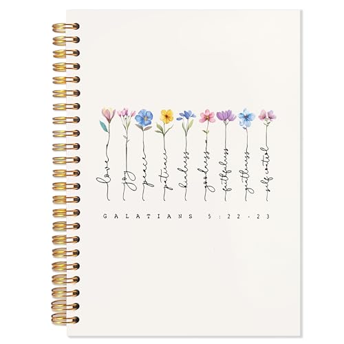 Floral Christian Scripture Journaling Notebook for Writing, Galatians 5:22-23 Bible Notebooks for Note Taking, Christian Bible Gifts for Woman, Prayer Journal for Woman, Religious Spiral Notebook 5.5x8.3 Inch - color: 5:22-23 flowers